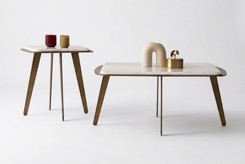 Elegant coffee table with two stylish side tables.