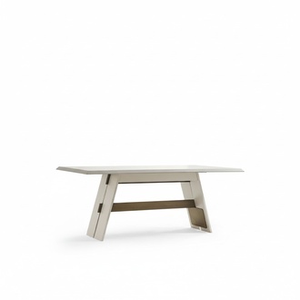 Elegant wooden dining table in beige for stylish dining areas.