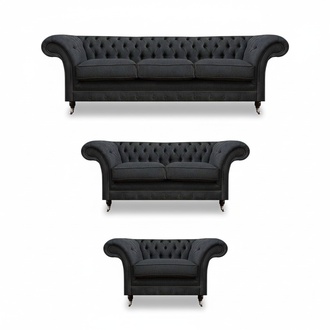 Elegant Gray Chesterfield Living Room Sofas Designer Couch 3-piece Set