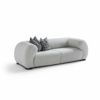 Elegant gray fabric sofa for the living room in a modern style.