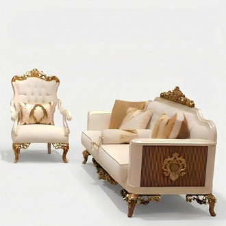 Elegant Living Room Furniture Set Luxury Sofa Comfortable Armchair Set with 2