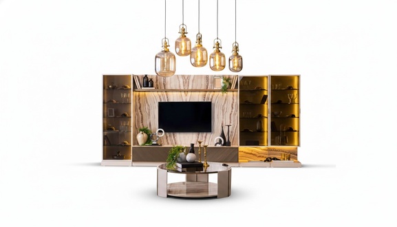 Elegant living room wall unit 388cm luxury living walls sideboard