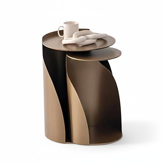 Elegant side table duo made of stainless steel and glass nesting table.