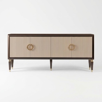 Elegant sideboard with plenty of storage space and exquisite golden accents.