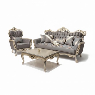 Elegant Sofa with Armchair Sofa Set Grey Relax 2pcs Living Room Furniture
