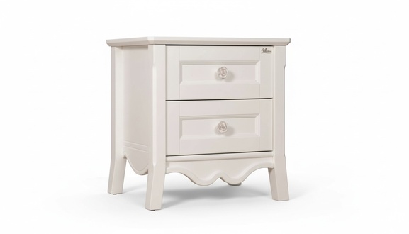 Elegant white wooden nightstand in a modern style.