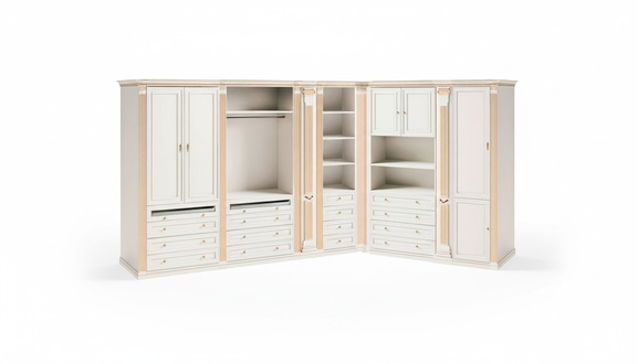 Elegant White Corner Wardrobe Modern Bedroom Wood Cabinets