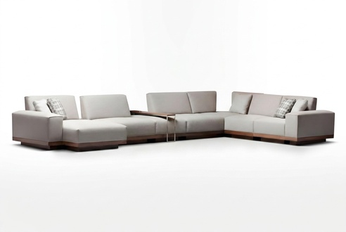 Elegant white fabric corner sofa in modern design