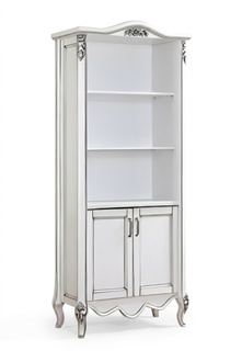 Elegant white wooden bookshelf in classic style