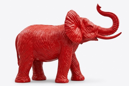 Full red painted decorative massive cow figure sculpture 330 cm length XXL
