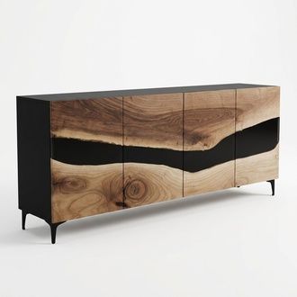 Epoxy resin sideboard chest of drawers brown living room wood modern