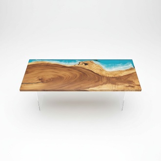 Epoxy Resin Dining Table River Table Real Wood Solid Tables 221x91 River Table New