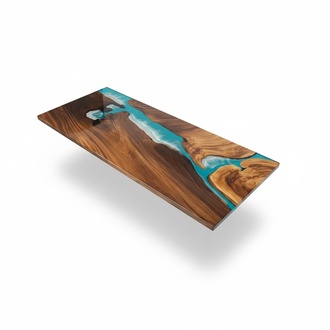Epoxy Resin River Table Real Solid Wood Blue Water Tissche Epoxy Furniture New
