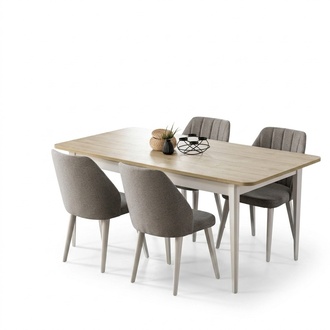 Dining set Dining room Dining table set 7 pcs Dining room White wood