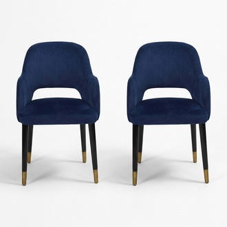 Exclusive 2x Blue Modern Chairs Kitchen Furniture Designer Wooden Frame Furniture