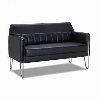Exclusive Black 3-Seater Designer Sofa Living Room Leather Couch Furniture 182cm