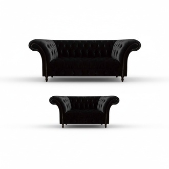 Exclusive Black Chesterfield Seating Furniture Modern Pillow Sofas 2-piece