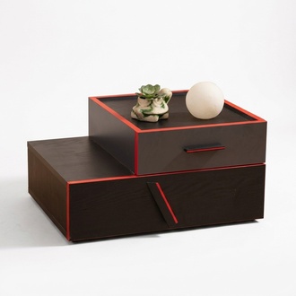 Exclusive black-red designer nightstand children\'s room wooden furniture