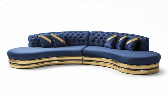 Exclusive Chesterfield 4-seater semi-circular sofa designer upholstered couch