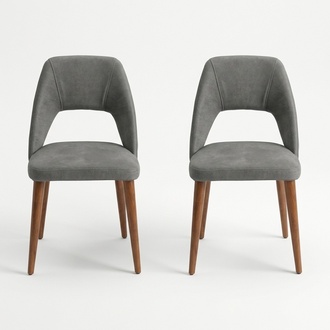 Exclusive grey-brown dining chairs Luxurious wooden chairs Upholstered furniture