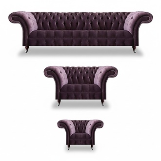 Exclusive purple Chesterfield living room upholstery set designer couches