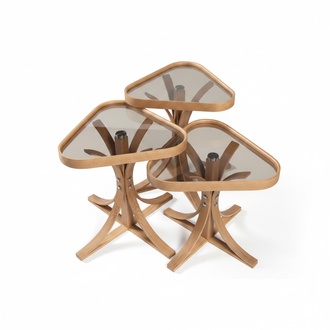 Exclusive triangular side tables Designer 3x living room wooden tables