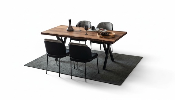 Exclusive wooden dining table Modern 6x upholstered chairs Dining room set