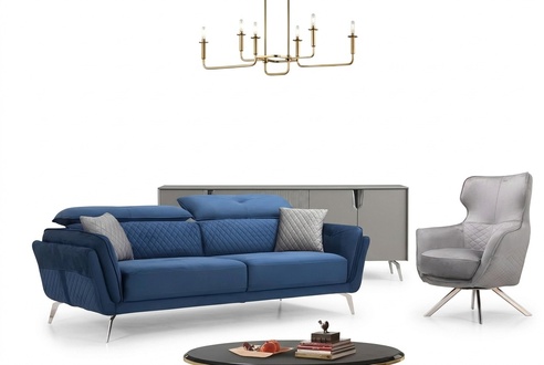 Exquisite sofa set blue three-seater designer armchair upholstered furniture