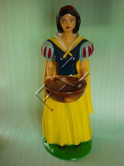 Snow white decorative gloss colorful sculpture holding a bowl 75cm height