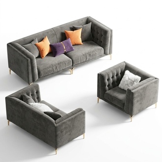 Fabric Living Landscape Relax Seat Design Couch Lounge Sofas Velvet Sofa 3 Seater