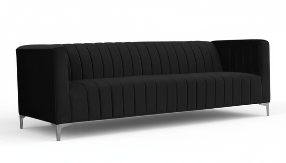 Fabric Living Room Design Couches Upholstered Sofa Sofas Black Three-Seater Black
