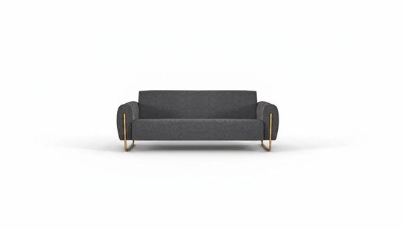 Fabric sofa 3-seater gray color solid modern design style office room.