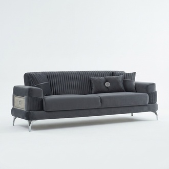 Fabric sofa couch luxury three-seater upholstered sofa gray couches.