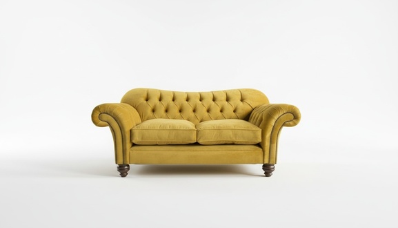 Fabric Sofas Classic Upholstery furniture Sofa 2 Seater Chesterfield Yellow New Textile New