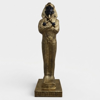 Ancient egyptian decorative sculpture designed as a golden pharaoh sarcophagus 25cm