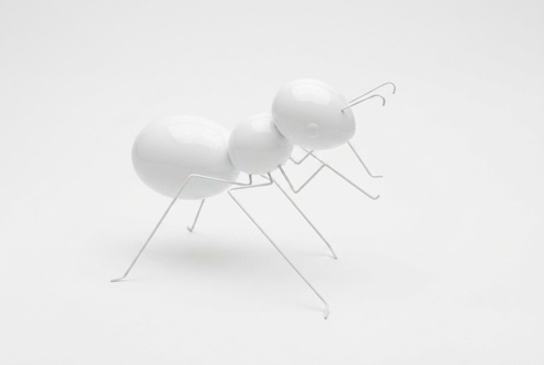 Full white colored decorative garden gloss ant sculpture 50cm length