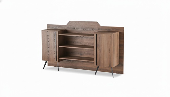File cabinet sideboard shelves storage brown solid color modern design
