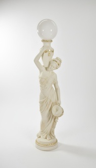 Antique greek style woman figure statue design acrylic/stucco floor lamp, model - 1680