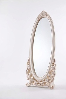 Floor mirror in the living room wood classic white a new luxury in the interior