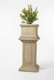 Antique greek style square flower vase-pot basket on column made of weather-resistant cement