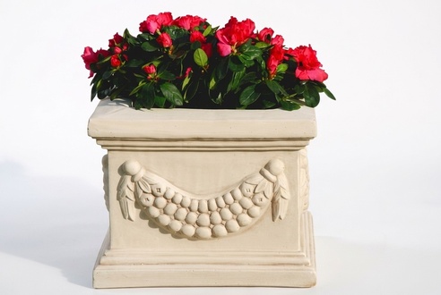 Square garden decorative flower basket vase-pot made of weather resistant cement