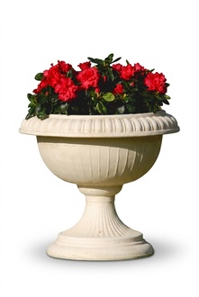 Round garden flower deco bowl vase-pot made of weather-resistant cement