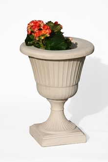 Decorative garden flower-vase pot made of weather-resistant cement with angel figure sculpture