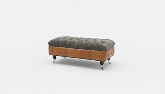 Footstool round stool upholstered stool stool ottoman stool Chesterfield New
