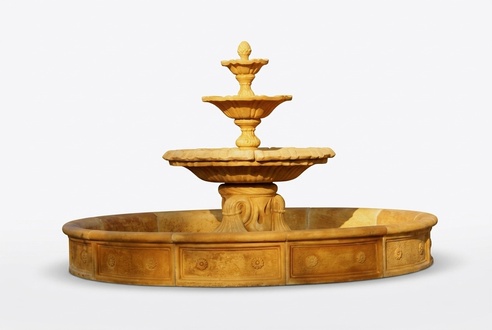 Garden fountain with 4-decorative round bowls made of weather-resistant cement 350cm