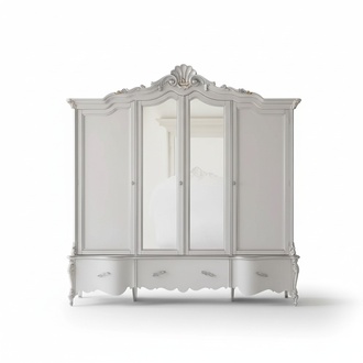 Four Door White Classic Wardrobe Solid Wood Wardrobes Design