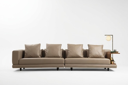 Four seater couch beige sofa 4 seater upholstered sofa modern faux leather