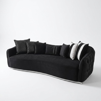 Four seater sofa 4 seater sofas modern design fabric polyester black1