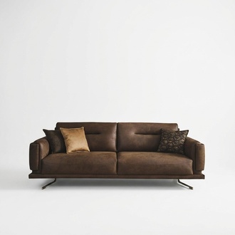 Four seater sofa 4 seater sofas faux leather brown living room luxury1