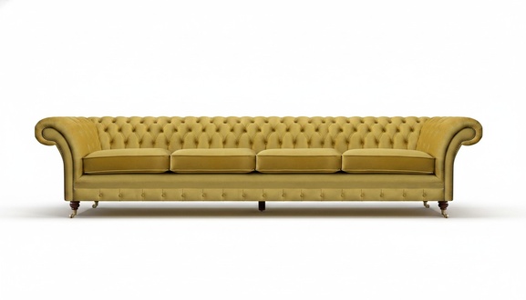 Four seater sofa couch yellow furniture living room upholstered furniture chesterfield new